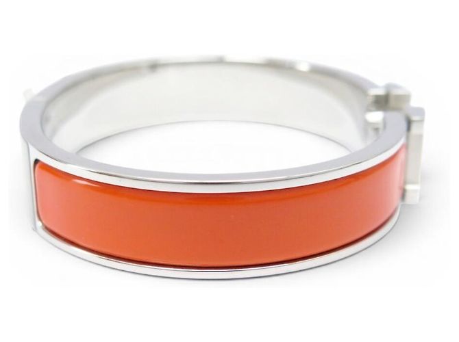 Hermès NUOVO BRACCIALE HERMES CLIC H ARGENTO EMAIL ARANCIONE H700001FP8APM 16CM BANGLE - vista 4