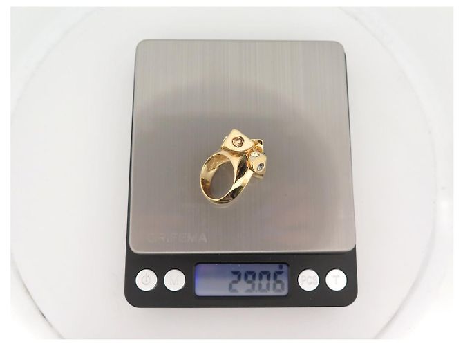 NUOVO Anello LOUIS VUITTON TRUNK M68177 T55 STRASS MULTICOLORE ORO D'oro - vista 5