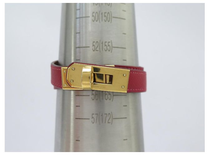 Hermès BRACCIALE HERMES KELLY DOUBLE TOUR IN PELLE SWIFT ROSSO H064642 S 16CM BANGLE - vista 11
