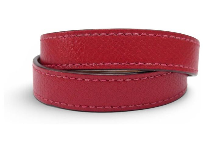 Hermès BRACCIALE HERMES KELLY DOUBLE TOUR IN PELLE SWIFT ROSSO H064642 S 16CM BANGLE - vista 3