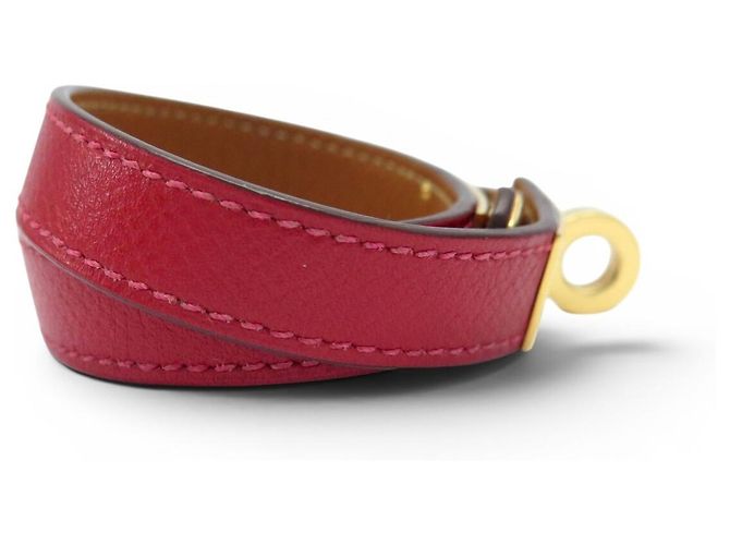 Hermès BRACCIALE HERMES KELLY DOUBLE TOUR IN PELLE SWIFT ROSSO H064642 S 16CM BANGLE - vista 4