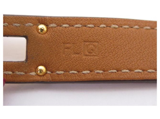 Hermès BRACCIALE HERMES KELLY DOUBLE TOUR IN PELLE SWIFT ROSSO H064642 S 16CM BANGLE - vista 8