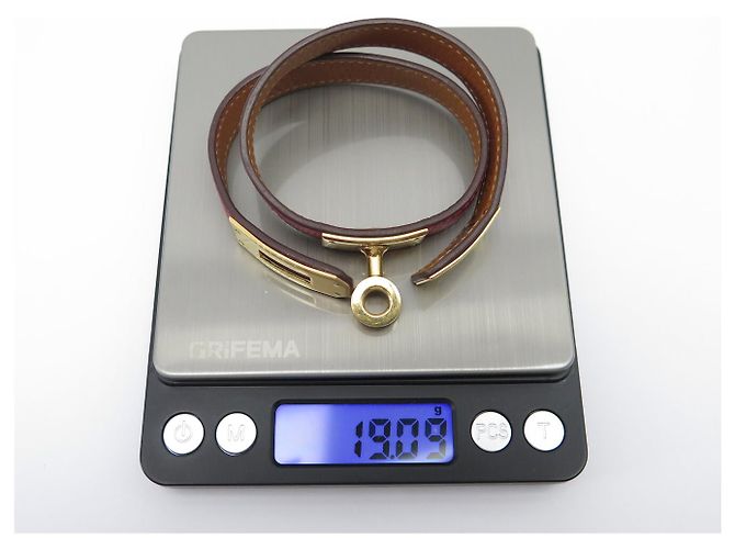 Hermès BRACCIALE HERMES KELLY DOUBLE TOUR IN PELLE SWIFT ROSSO H064642 S 16CM BANGLE - vista 9