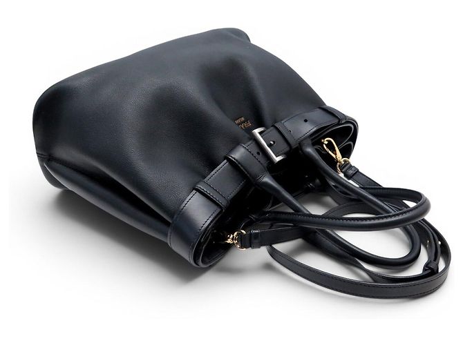 NUOVA BORSA A MANO PRADA LARGE BUCKLE CON CINTURA 1BA416 PELLE NERA BAG NEW Nero - vista 6