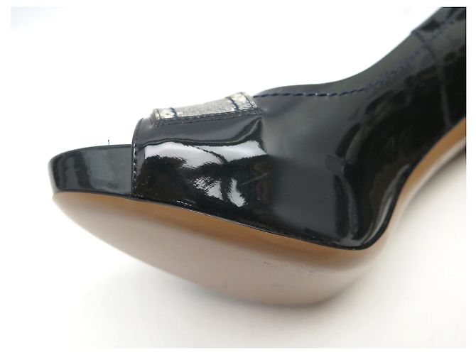 LOUIS VUITTON PUMPS 37 MONOGRAM SCHLIEẞE LIN OPEN TOE SHOES Marineblau - Ansicht 13