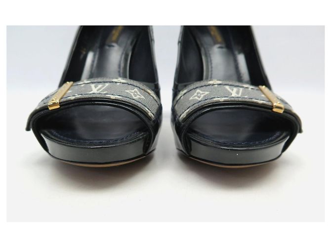 LOUIS VUITTON PUMPS 37 MONOGRAM SCHLIEẞE LIN OPEN TOE SHOES Marineblau - Ansicht 4