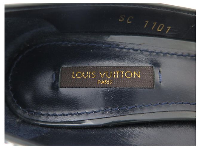 LOUIS VUITTON PUMPS 37 MONOGRAM SCHLIEẞE LIN OPEN TOE SHOES Marineblau - Ansicht 7
