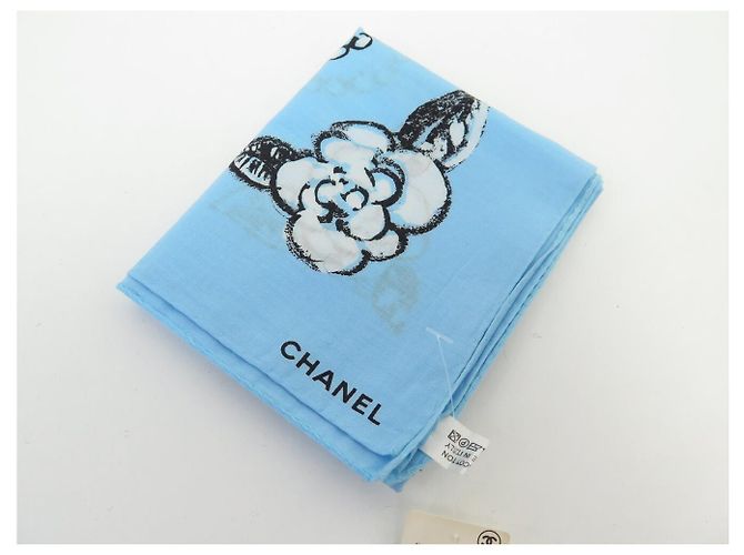 NUOVO FULLETTO CHANEL MOTIVO LOGO CC CAMELIA BORSA P01773V02365 1993 COTONE BLU - vista 7