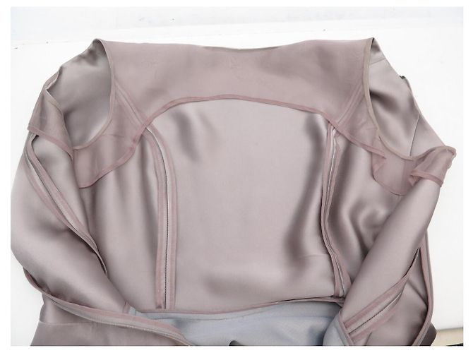 ROBE YVES SAINT LAURENT 207466 DRAPEE FW 2008 EN SOIE GRISE 40 M GREY SILK DRESS - vue 10