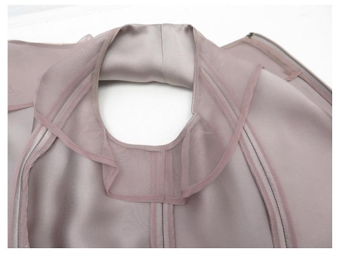 ROBE YVES SAINT LAURENT 207466 DRAPEE FW 2008 EN SOIE GRISE 40 M GREY SILK DRESS - vue 11
