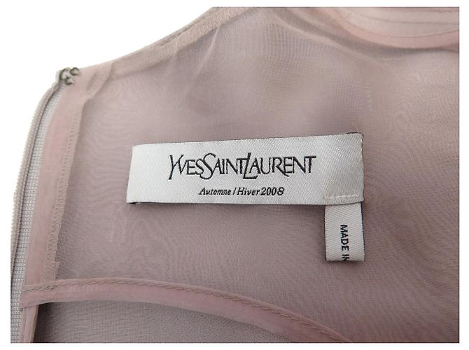 ROBE YVES SAINT LAURENT 207466 DRAPEE FW 2008 EN SOIE GRISE 40 M GREY SILK DRESS - vue 14