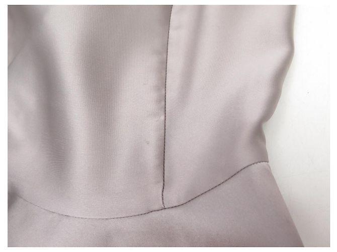 ROBE YVES SAINT LAURENT 207466 DRAPEE FW 2008 EN SOIE GRISE 40 M GREY SILK DRESS - vue 18