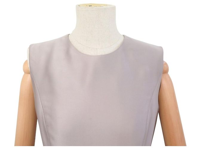 ROBE YVES SAINT LAURENT 207466 DRAPEE FW 2008 EN SOIE GRISE 40 M GREY SILK DRESS - vue 2