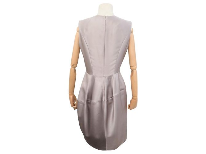 ROBE YVES SAINT LAURENT 207466 DRAPEE FW 2008 EN SOIE GRISE 40 M GREY SILK DRESS - vue 3