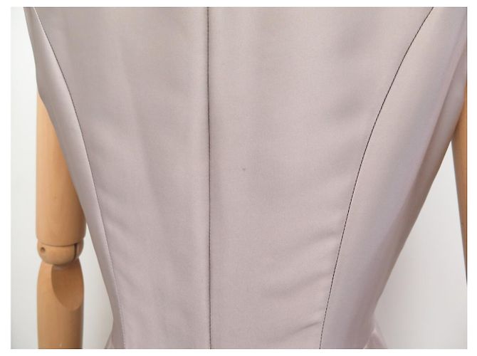 ROBE YVES SAINT LAURENT 207466 DRAPEE FW 2008 EN SOIE GRISE 40 M GREY SILK DRESS - vue 4