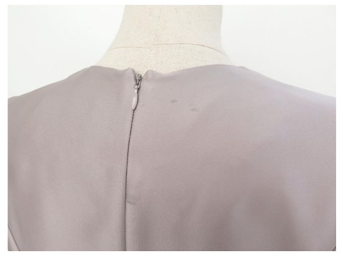 ROBE YVES SAINT LAURENT 207466 DRAPEE FW 2008 EN SOIE GRISE 40 M GREY SILK DRESS - vue 5