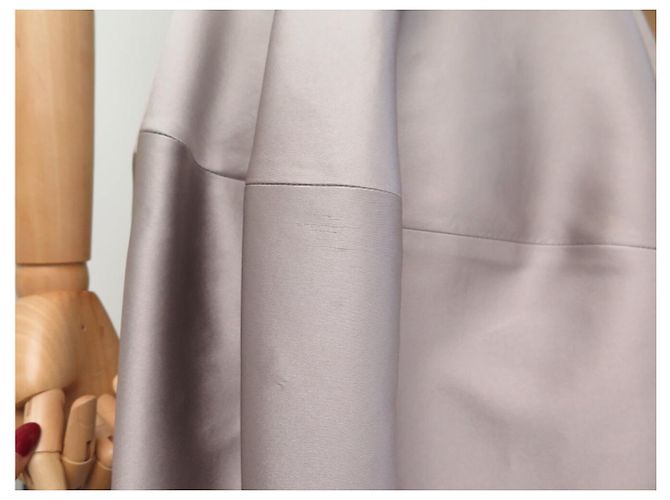 ROBE YVES SAINT LAURENT 207466 DRAPEE FW 2008 EN SOIE GRISE 40 M GREY SILK DRESS - vue 8