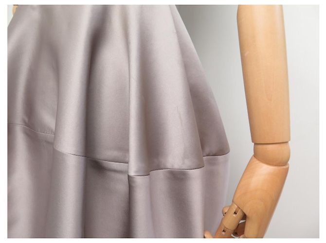 ROBE YVES SAINT LAURENT 207466 DRAPEE FW 2008 EN SOIE GRISE 40 M GREY SILK DRESS - vue 9