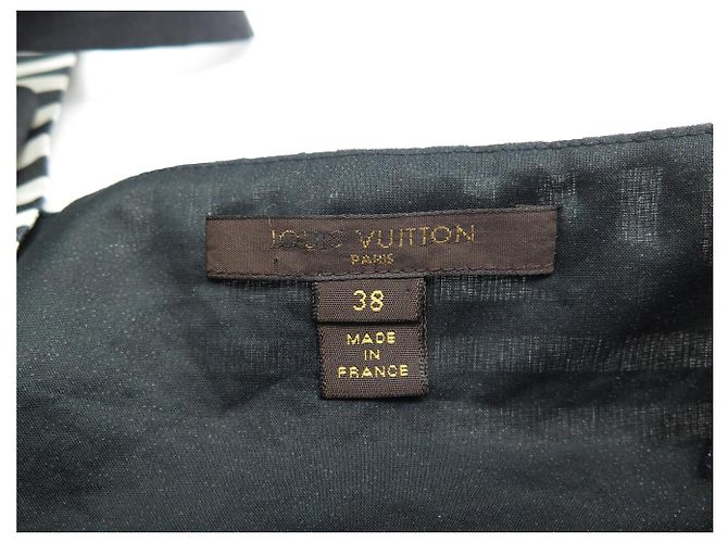 ABITO LOUIS VUITTON CON VOLANT A RIGHE E A POIDS M 38 IN SETA NERA E BIANCA - vista 12