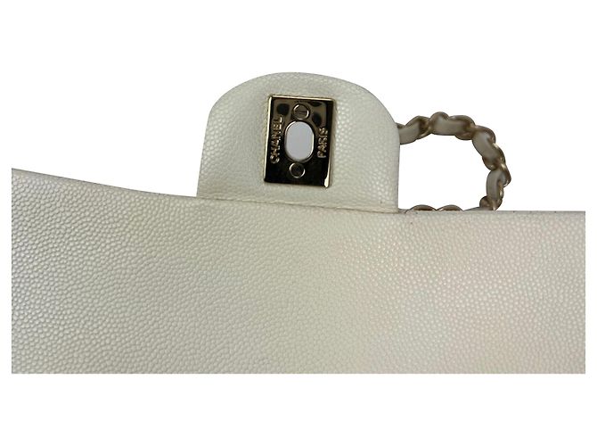 Camera Borsa a Spalla Chanel Caviar Matelassé Medium Double Flap Bianca Bianco - vista 10