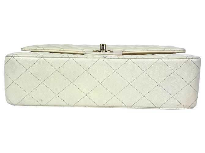 Camera Borsa a Spalla Chanel Caviar Matelassé Medium Double Flap Bianca Bianco - vista 3