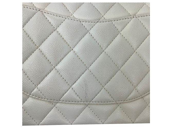 Camera Borsa a Spalla Chanel Caviar Matelassé Medium Double Flap Bianca Bianco - vista 8
