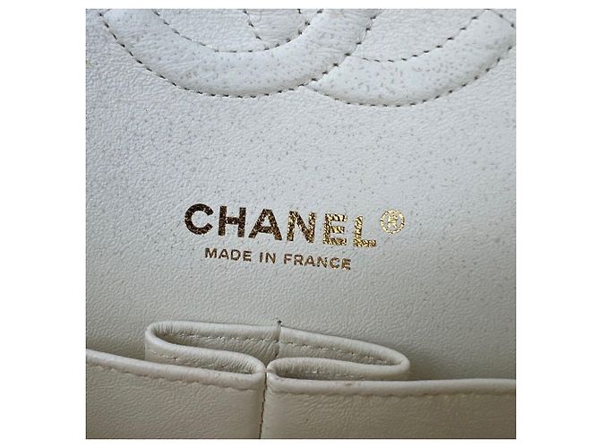 Camera Borsa a Spalla Chanel Caviar Matelassé Medium Double Flap Bianca Bianco - vista 9