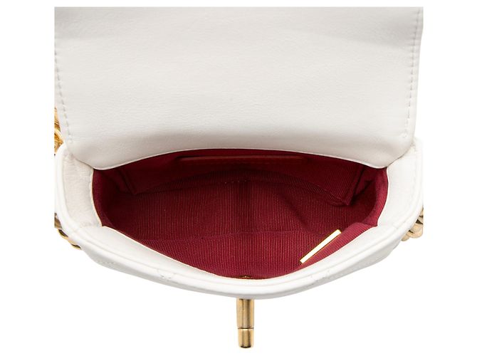Gabrielle Mini borsa a tracolla Chanel in agnello con bordo a catena Bianco - vista 7
