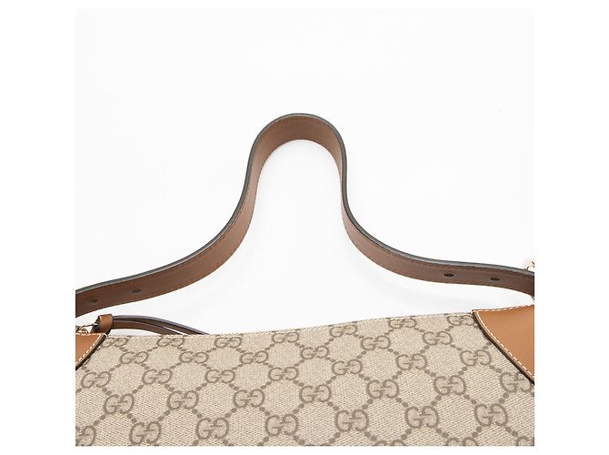 Borsa a tracolla grande Gucci GG Supreme Emblem Marrone Beige - vista 10