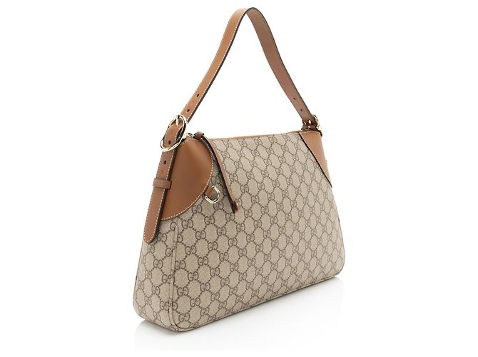 Borsa a tracolla grande Gucci GG Supreme Emblem Marrone Beige - vista 2