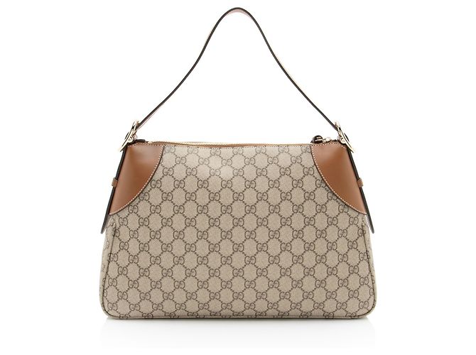 Borsa a tracolla grande Gucci GG Supreme Emblem Marrone Beige - vista 3