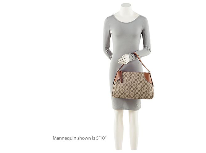 Borsa a tracolla grande Gucci GG Supreme Emblem Marrone Beige - vista 5