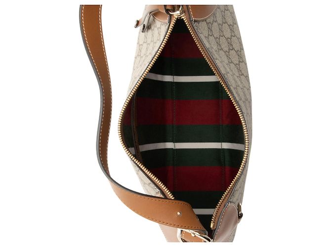 Borsa a tracolla grande Gucci GG Supreme Emblem Marrone Beige - vista 7