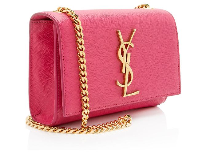 Borsa a Spalla Saint Laurent Grain de Poudre Monogram Kate Small Rosa - vista 2