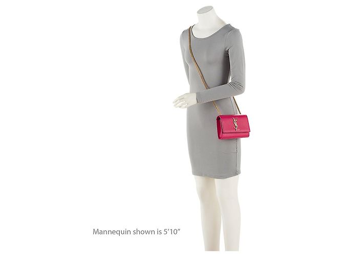 Borsa a Spalla Saint Laurent Grain de Poudre Monogram Kate Small Rosa - vista 5