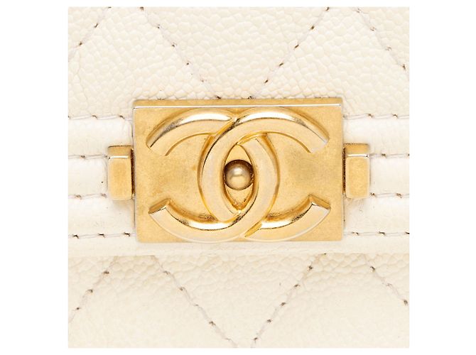 Portafoglio compatto Boy in pelle caviar Chanel Bianco - vista 7