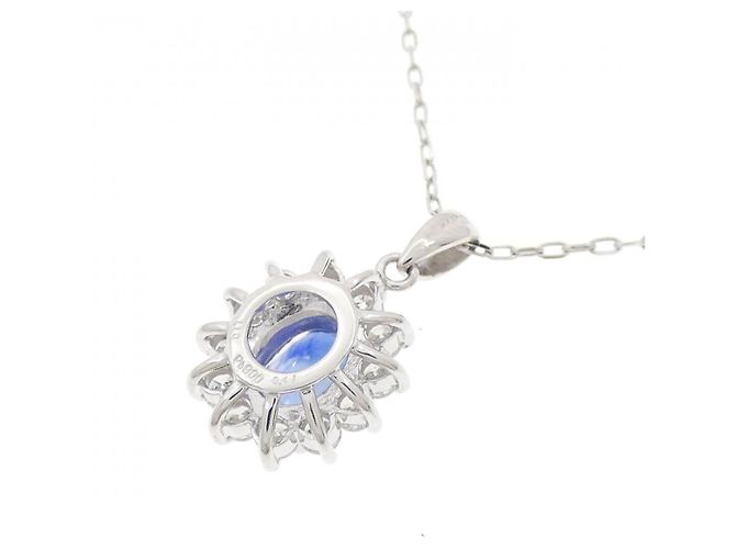 Autre Marque Collana in Zaffiro e Diamante Pt900 Pt850 Argento - vista 4