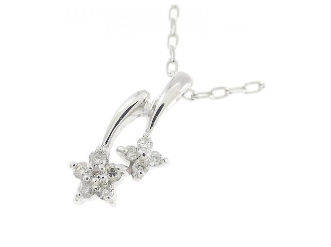 Autre Marque Collana a Fiore con Diamanti in Oro Bianco Au750 Argento - vista 3