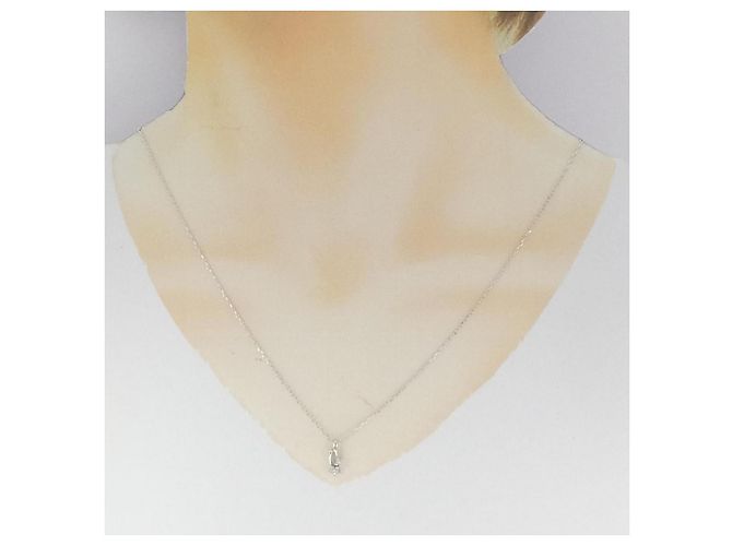 Autre Marque Collana a Fiore con Diamanti in Oro Bianco Au750 Argento - vista 6
