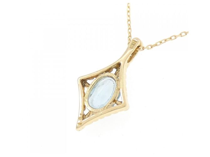 Autre Marque Collana con diamante e topazio blu Au750 - vista 4