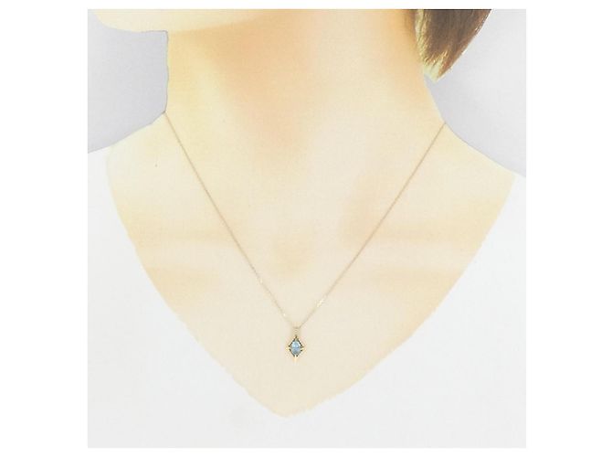 Autre Marque Collana con diamante e topazio blu Au750 - vista 6