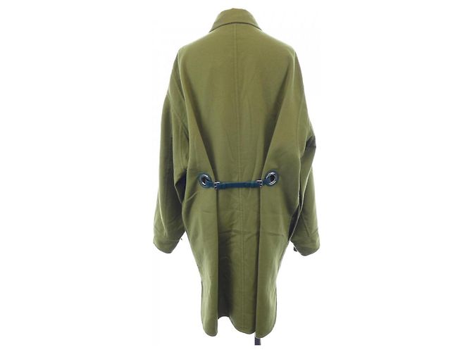 Hermès Abrigo de seda y cachemira Hermes Verde Caqui - vista 2
