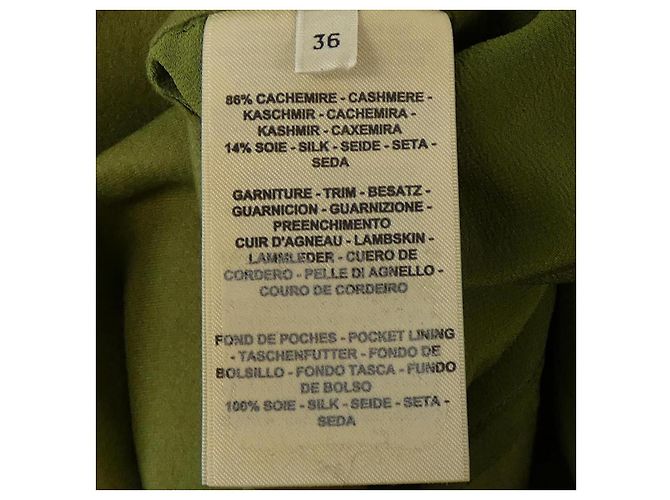 Hermès Abrigo de seda y cachemira Hermes Verde Caqui - vista 3