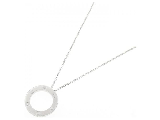 Colar Cartier Love Half Diamond 750 Ouro Branco Prata - vista 2