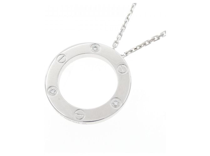 Colar Cartier Love Half Diamond 750 Ouro Branco Prata - vista 3