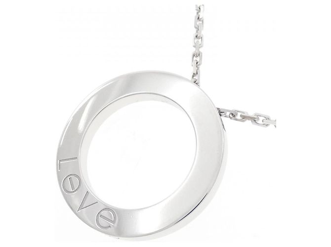 Colar Cartier Love Half Diamond 750 Ouro Branco Prata - vista 4
