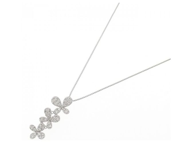 Autre Marque Collana Flower Pave Diamond in Au750 Argento - vista 2