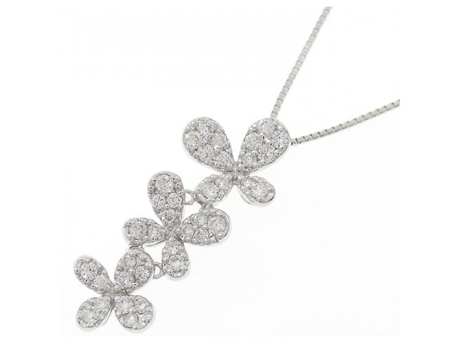 Autre Marque Collana Flower Pave Diamond in Au750 Argento - vista 3