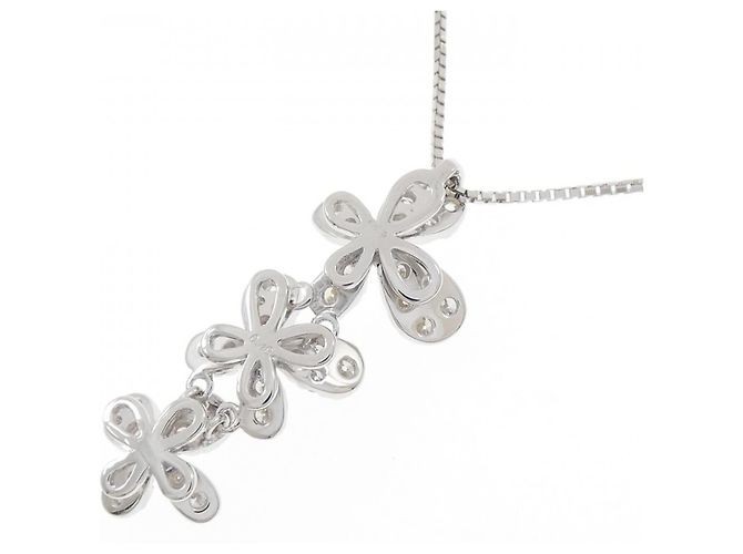 Autre Marque Collana Flower Pave Diamond in Au750 Argento - vista 4