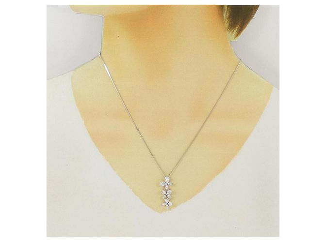 Autre Marque Collana Flower Pave Diamond in Au750 Argento - vista 6
